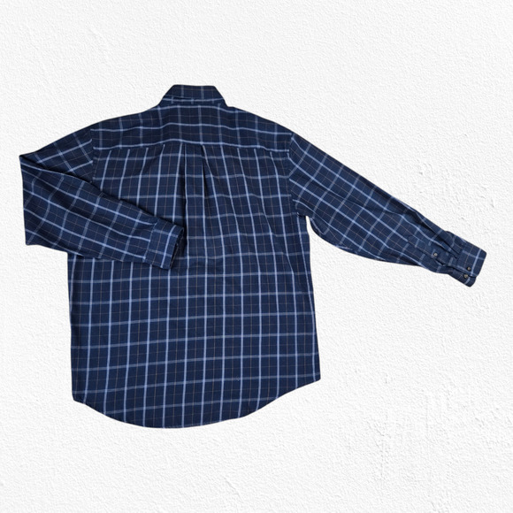 Arrow Navy Blue Plaid Classic Fit Button Down Casual Shirt Size Large 16-16.5 - Picture 9 of 9